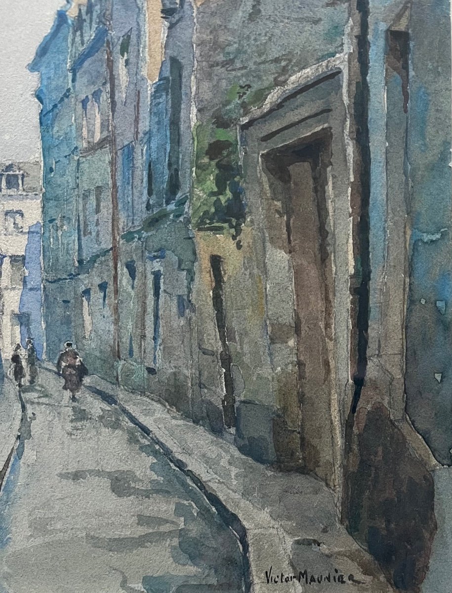 Tableau Paris Montmartre Aquarelle Sign&eacute;e Et Dat&eacute;e Victor Maunier 1948-photo-5