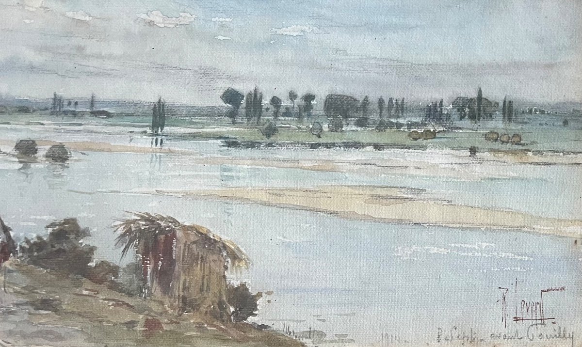 Tableau Guerre 14-18 Aquarelle Signée René Levert Ou Leverd ( 1872-1938)-photo-1