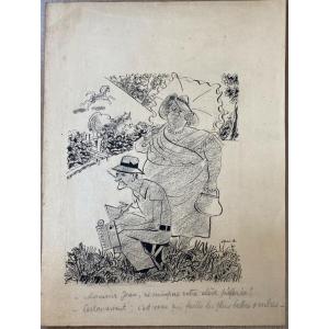 Chas Laborde 1886-1941 - School Paris Caricature Painting Course Signed Drawing