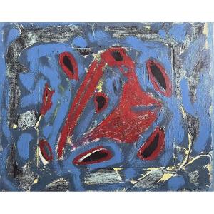 Lyrical Abstract Composition Painting Painting Signed Guy Bezançon 1942-2023