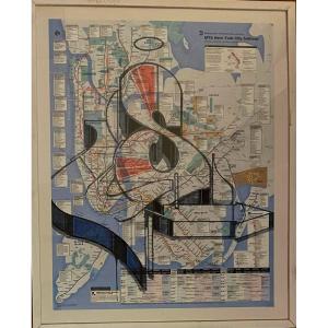 Street Art Usa Graffiti Metro Map New York Pop Art Painting Tats Cru Signed Sen2