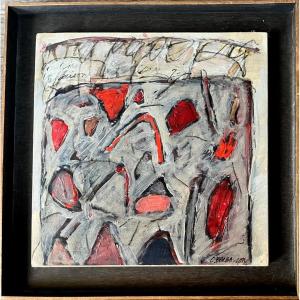 Abstract Composition Painting Signed Christian Barançon (1940-1993)