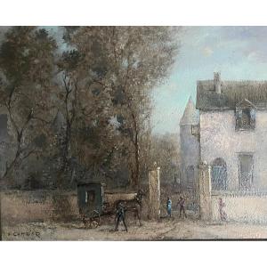 Painting Belgium Belg Animated Countryside Landscape Signed Guy Cambier (