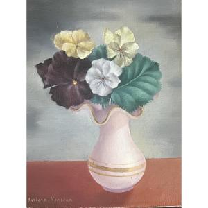 Tableau Pologne  Bouquet De Fleurs Peinture De Barbara Konstan 1895-1966  Femme De Jean Olin