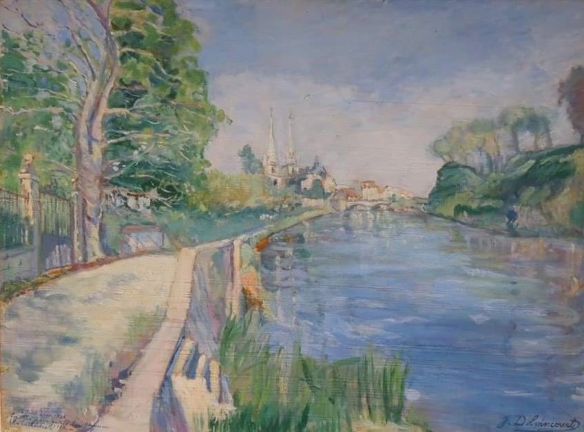 Jules Delvincourt (Paris 1873 - Bayonne 1953)   "La Nive Près De Bayonne"  HSP signée 60x81