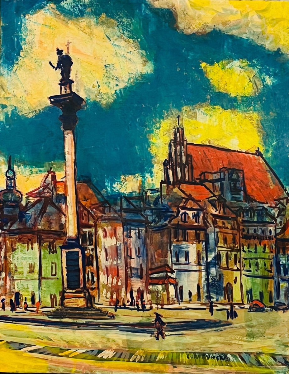 Mieczysław Lurczynski (1908-1992) “zamkowy Square In Warsaw » Oil On Cardboard 40x50