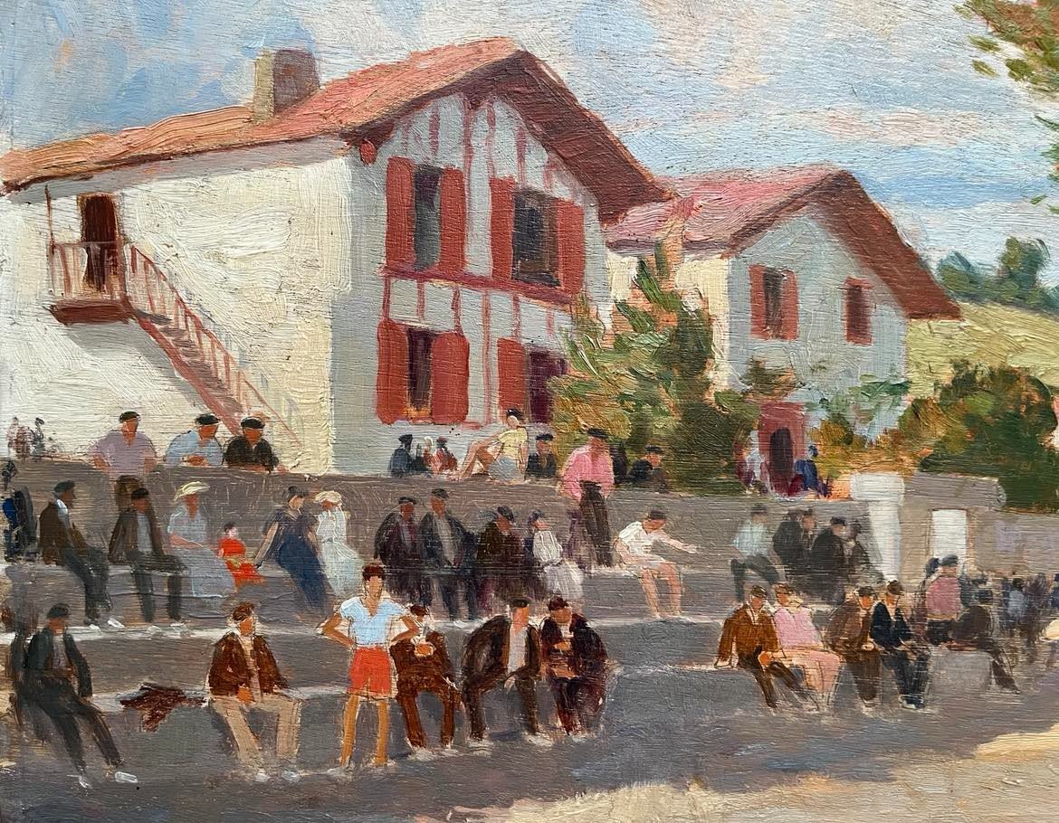 Raoul Serres (1881 – 1971) “pelot Game In The Basque Country” Oil On Panel Signed, 65x54 Cm-photo-4