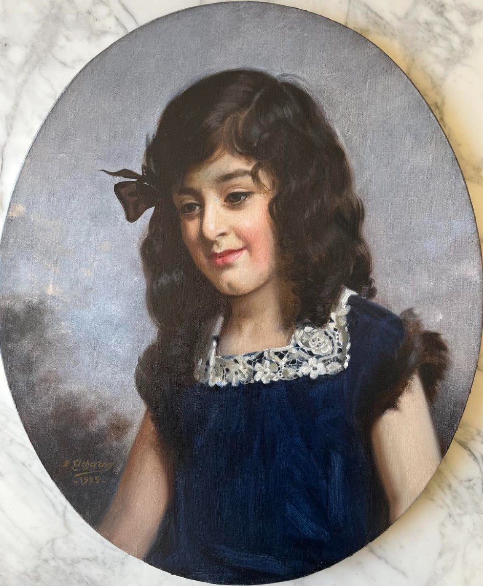 Denis Etcheverry (1867-1952) - Bayonne Basque Country - "young Girl" Oil On Canvas (1925)