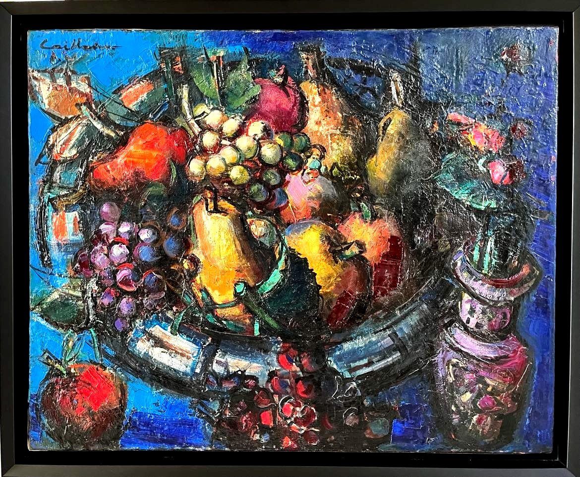 Rodolphe Caillaux (1904-1989) "La coupe de fruits" - Pays basque - Huile/toile signée 81x65 cm -photo-2