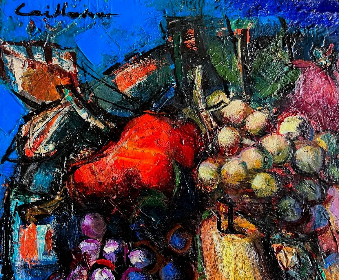 Rodolphe Caillaux (1904-1989) "La coupe de fruits" - Pays basque - Huile/toile signée 81x65 cm -photo-4