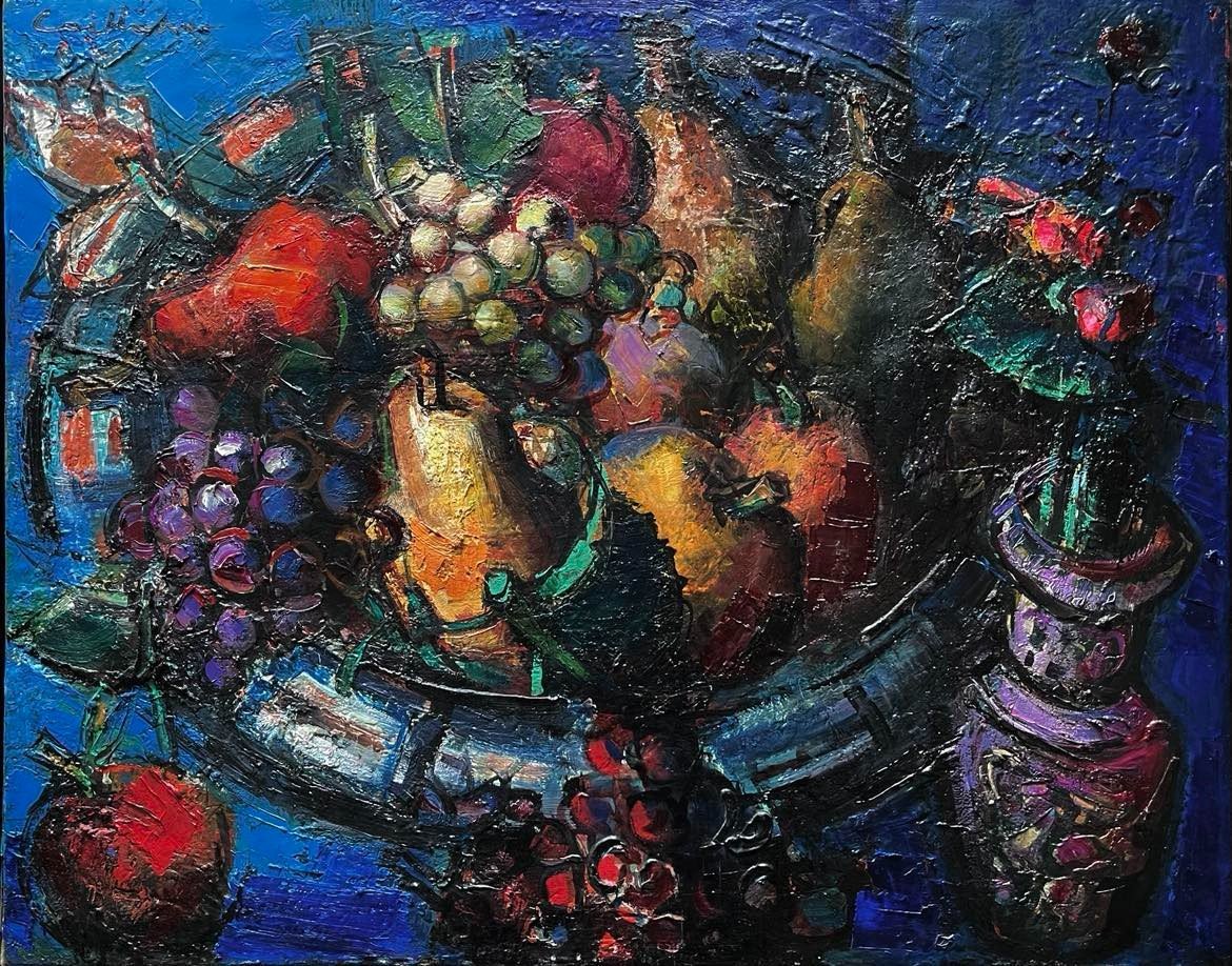 Rodolphe Caillaux (1904-1989) "La coupe de fruits" - Pays basque - Huile/toile signée 81x65 cm 