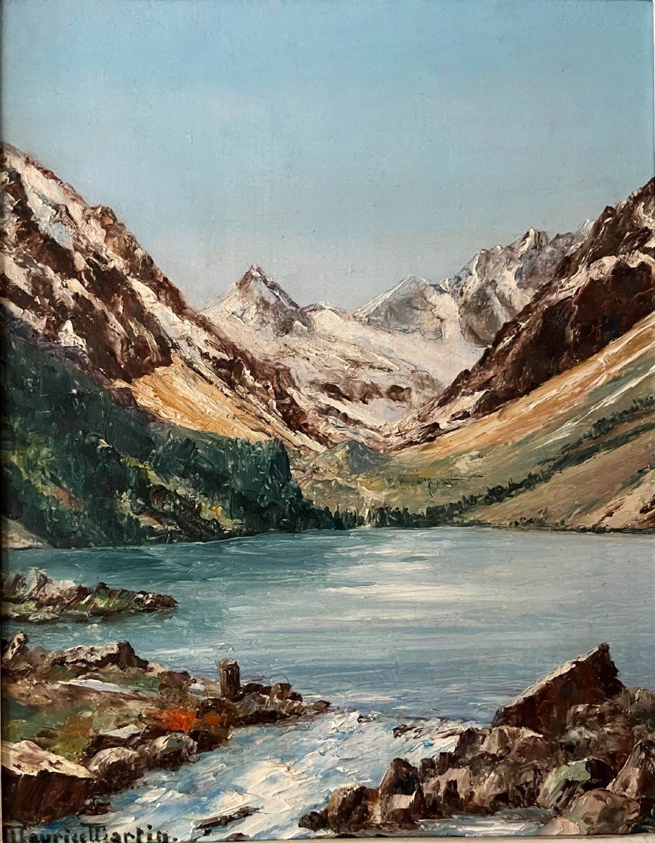  Maurice Martin (1894 -1978) - Lake Of Gaube And Vignemale - Pyrenees (1953) Oil/panel 24x19 Cm