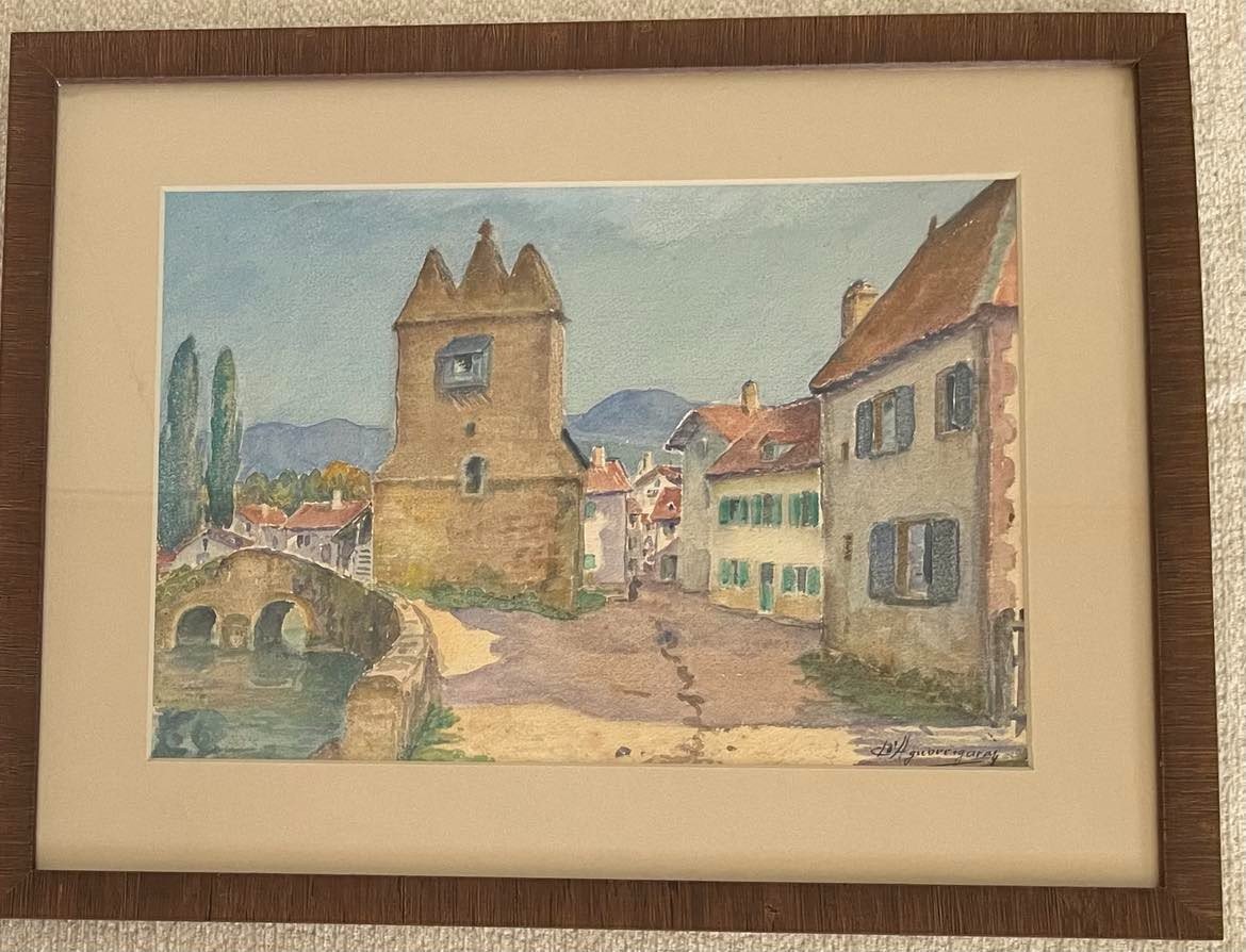 Charles d’AGUERREGARAY (1859–1936) "Village de Soule - Pays basque” Aquarelle SBD 24x35 cm-photo-2