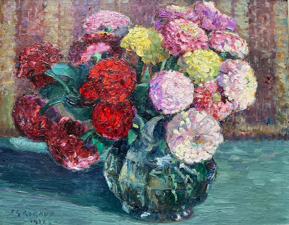 Pierre Gaston Rigaud (1874 - 1939) "vase Of Flowers" Oil/panel  Dated 1922 - 37x46 Cm 