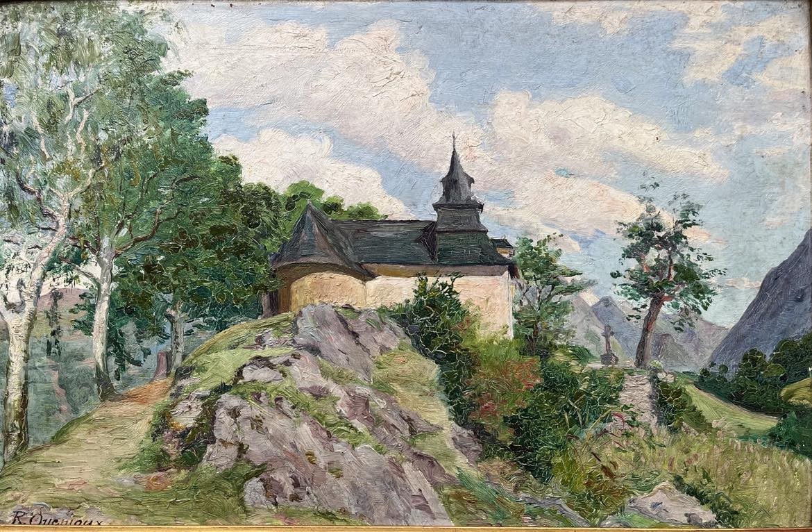 Raoul Quenioux (1865 – 1949) Notre-dame De Pietat Chapel In Saint Savin-pyrénées - Panel 27x41