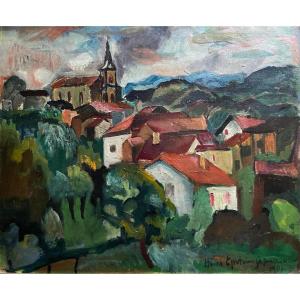 Henri Epstein ( 1892-1944) "saint-jean-pied-de-port" (1921) Signed Oil/canvas  55x46 Cm