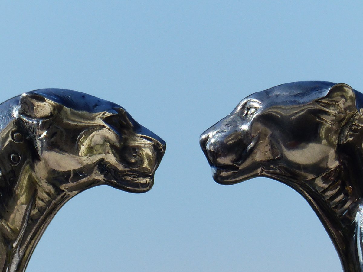 Pair Of Art Deco Bookends Panther Signed Frécourt -photo-4