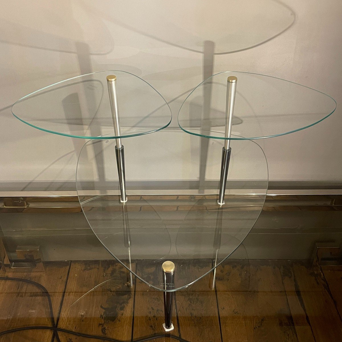 Edoardo Paoli, Shop Display Coffee Table With 3 Glass Trays, 1950s-photo-2