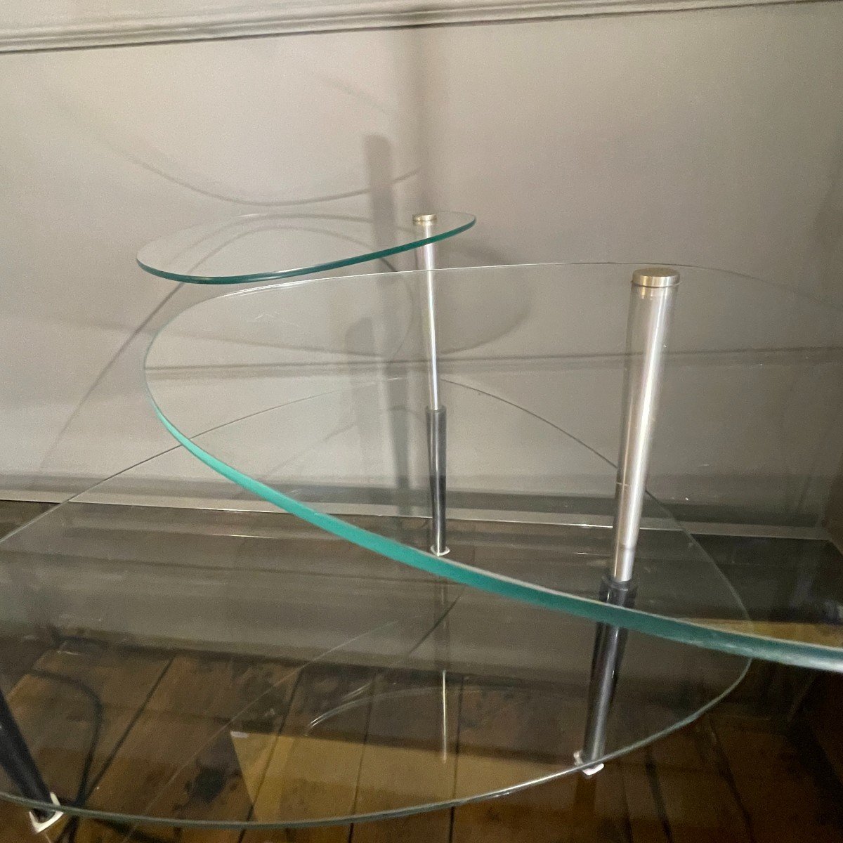 Edoardo Paoli, Shop Display Coffee Table With 3 Glass Trays, 1950s-photo-3