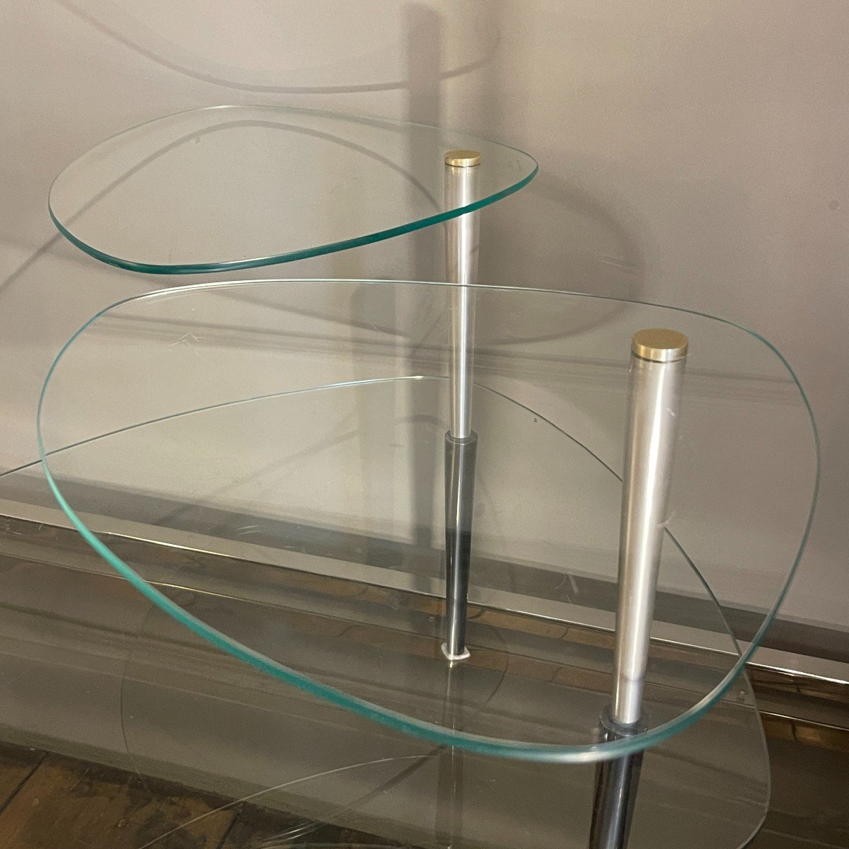 Edoardo Paoli, Shop Display Coffee Table With 3 Glass Trays, 1950s-photo-1