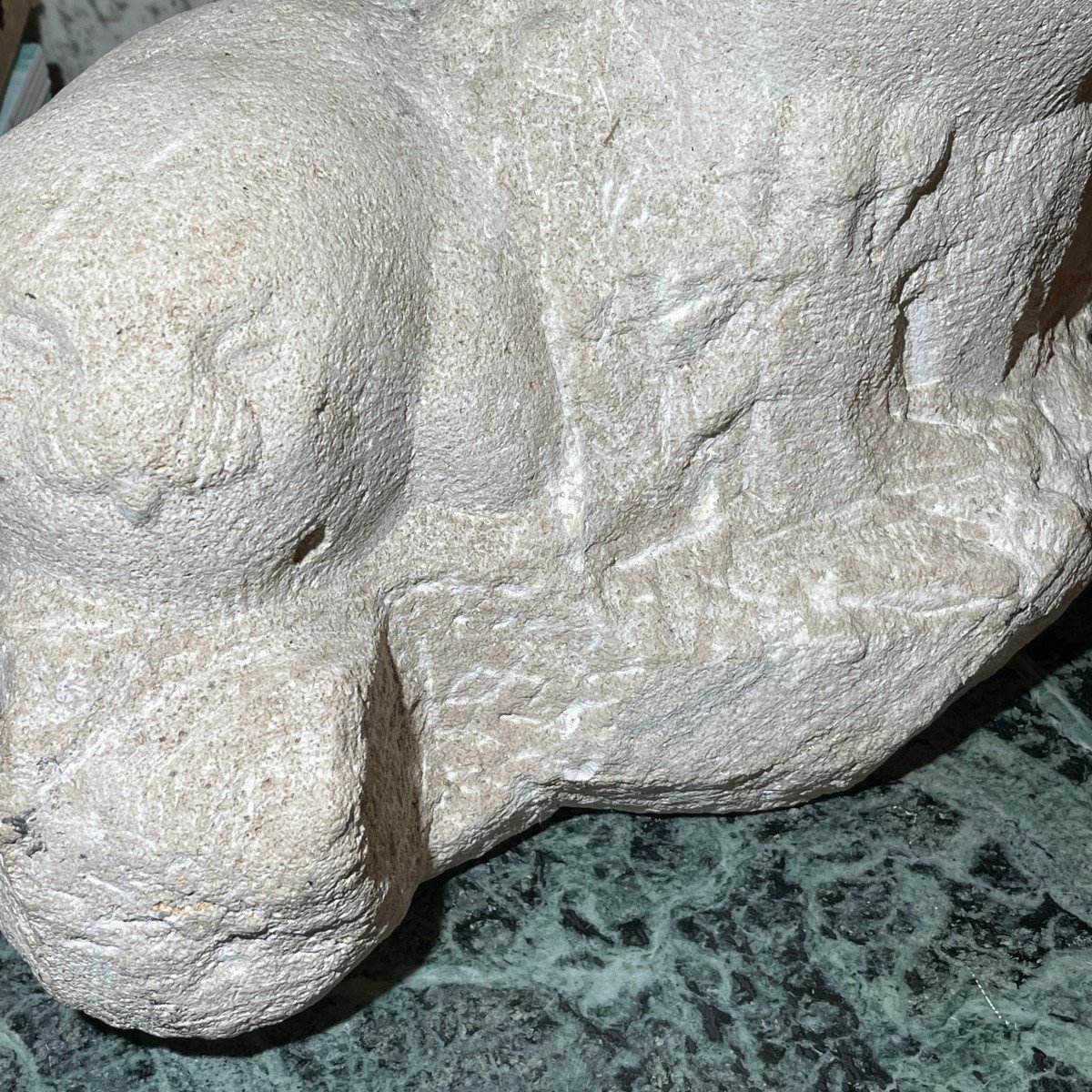 Herbert Geldhof "owl Owls" Stone Animal Sculpture In Direct Carving, 1960s-photo-3