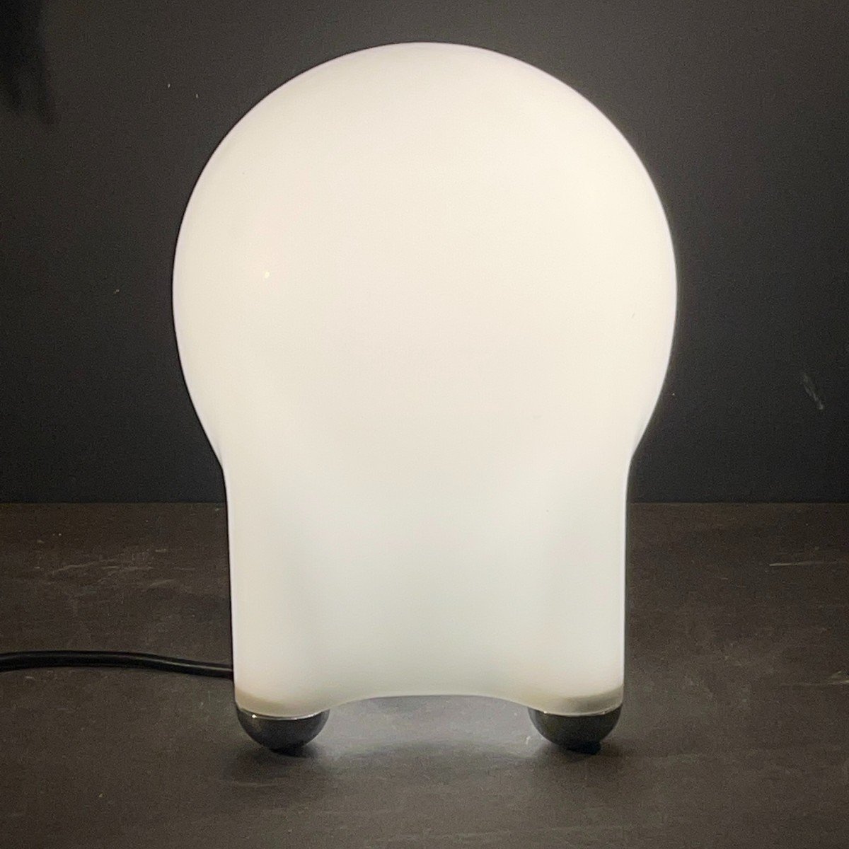 Giotto Stoppino "drop" For Tronconi, Opaline Lined Glass Table Lamp, 1976-photo-2