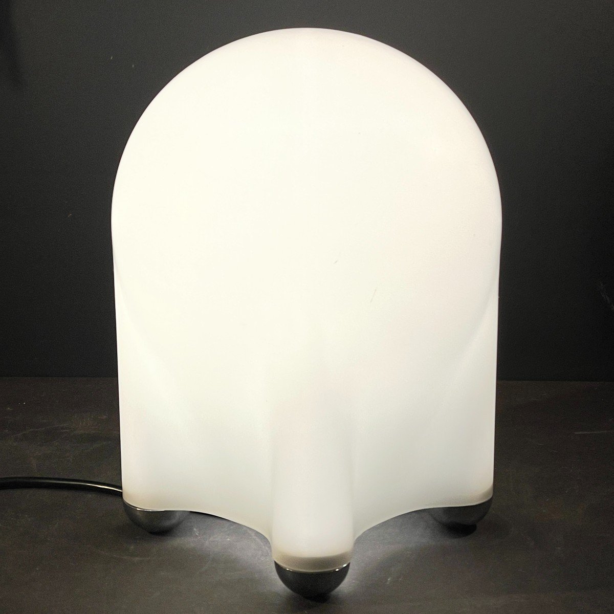 Giotto Stoppino "drop" For Tronconi, Opaline Lined Glass Table Lamp, 1976-photo-3