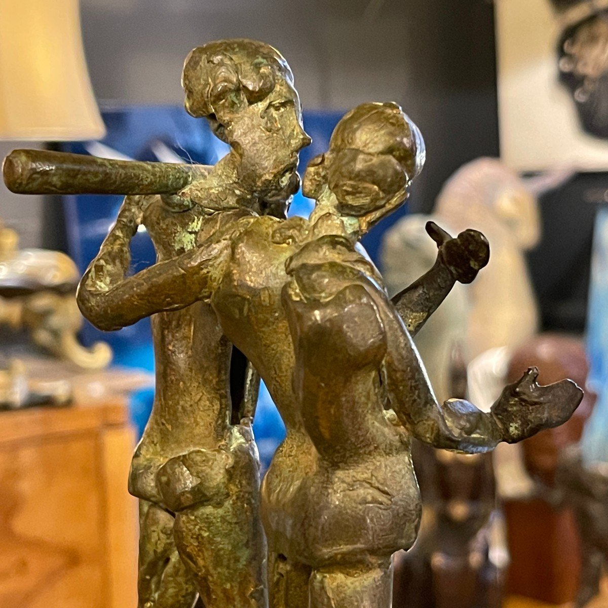 Jean Delcourt "baseball Players", Bronze Sculpture, Lost Wax, Unique 1/1, 2002-photo-1