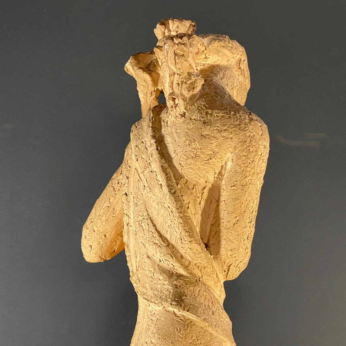 Alphonse Darville " Femme Nue Drapée " Sculpture d'Atelier, Terre Cuite, Pièce Unique, 1959-photo-3