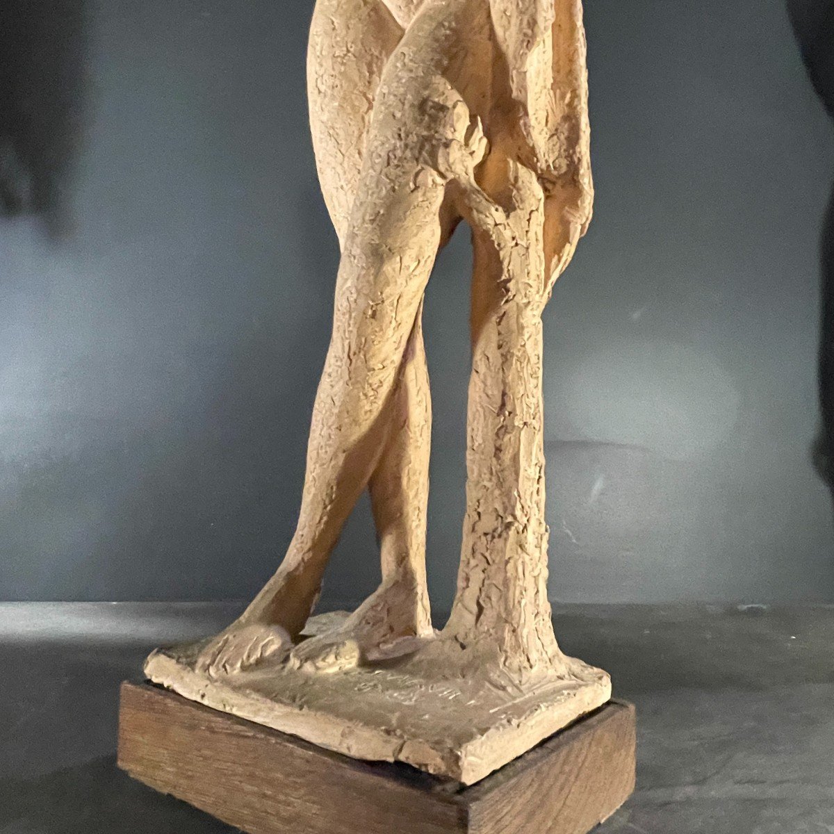 Alphonse Darville " Femme Nue Drapée " Sculpture d'Atelier, Terre Cuite, Pièce Unique, 1959-photo-1