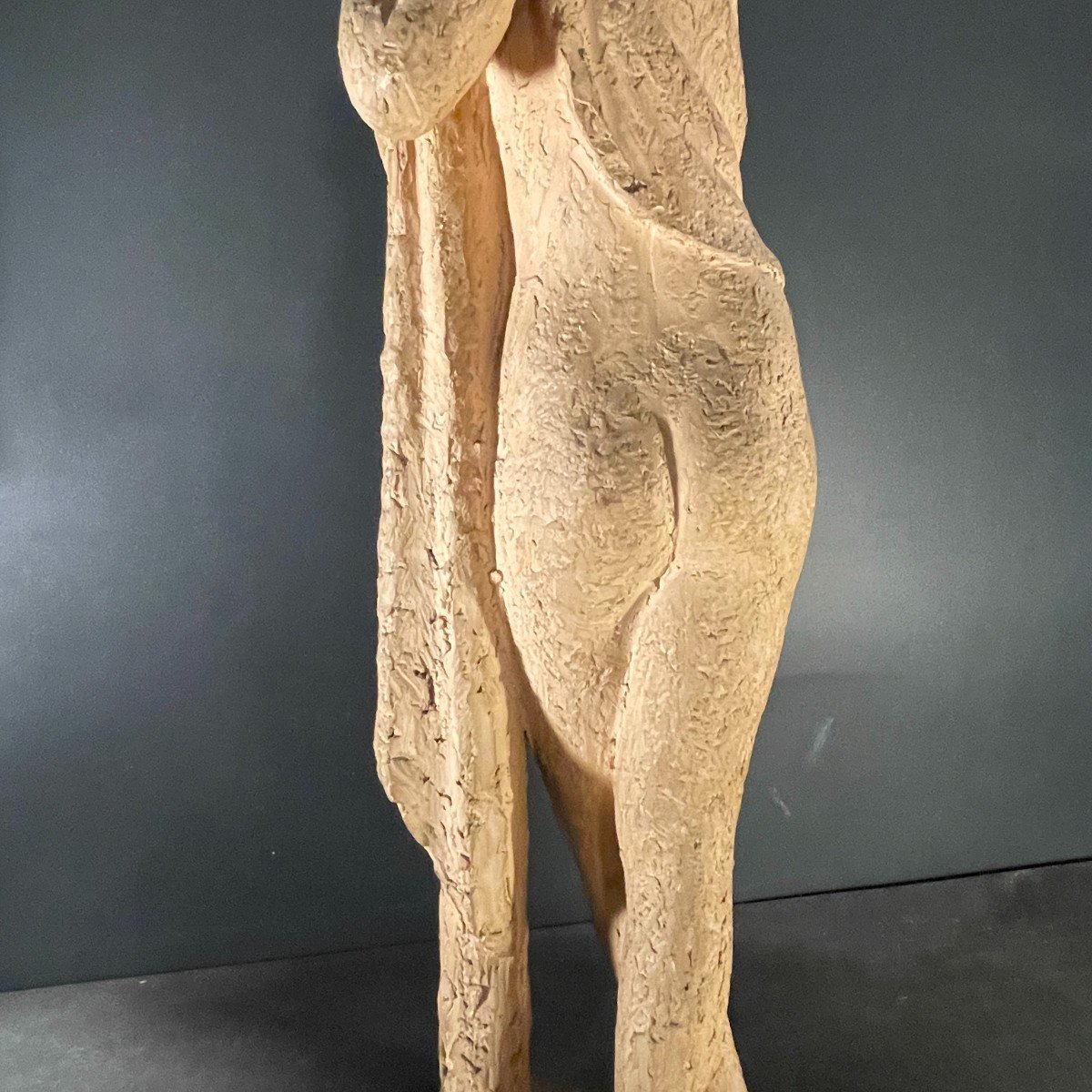 Alphonse Darville " Femme Nue Drapée " Sculpture d'Atelier, Terre Cuite, Pièce Unique, 1959-photo-2