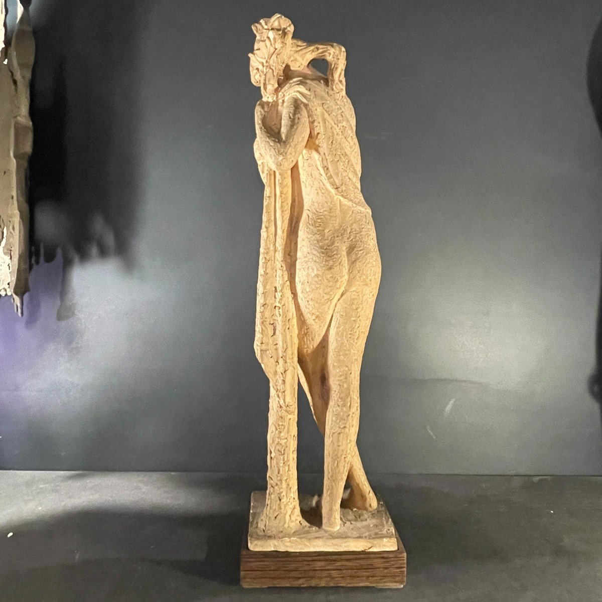 Alphonse Darville " Femme Nue Drapée " Sculpture d'Atelier, Terre Cuite, Pièce Unique, 1959-photo-4