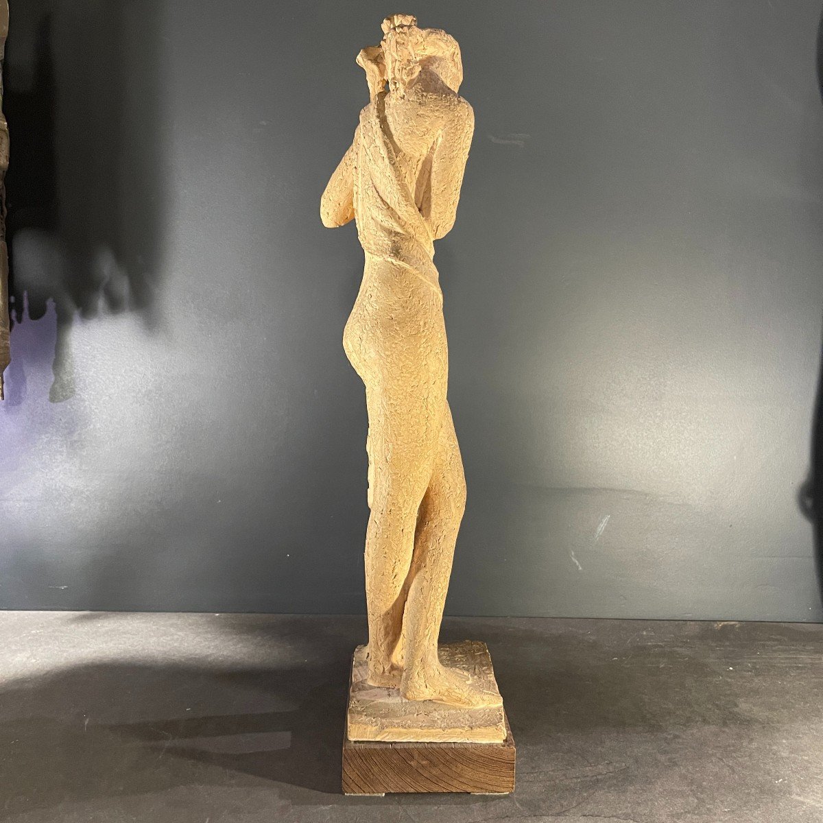 Alphonse Darville " Femme Nue Drapée " Sculpture d'Atelier, Terre Cuite, Pièce Unique, 1959-photo-6