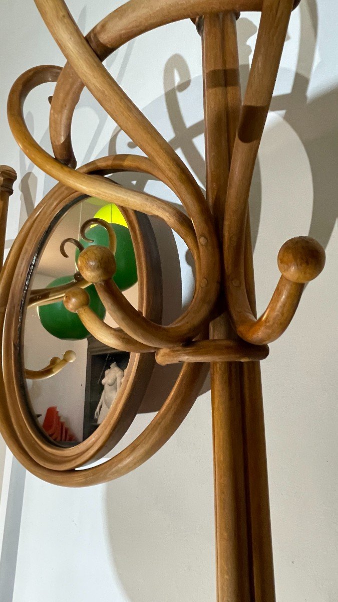 Michael Thonet Gebrüder / Freres, Double Porte Manteau N°1 Bois Courbé Et Miroir, Ca 1888-photo-1