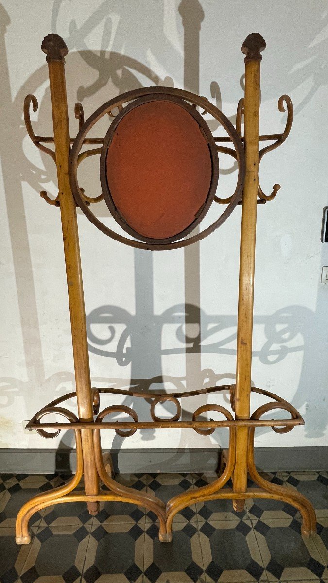 Michael Thonet Gebrüder / Freres, Double Porte Manteau N°1 Bois Courbé Et Miroir, Ca 1888-photo-4