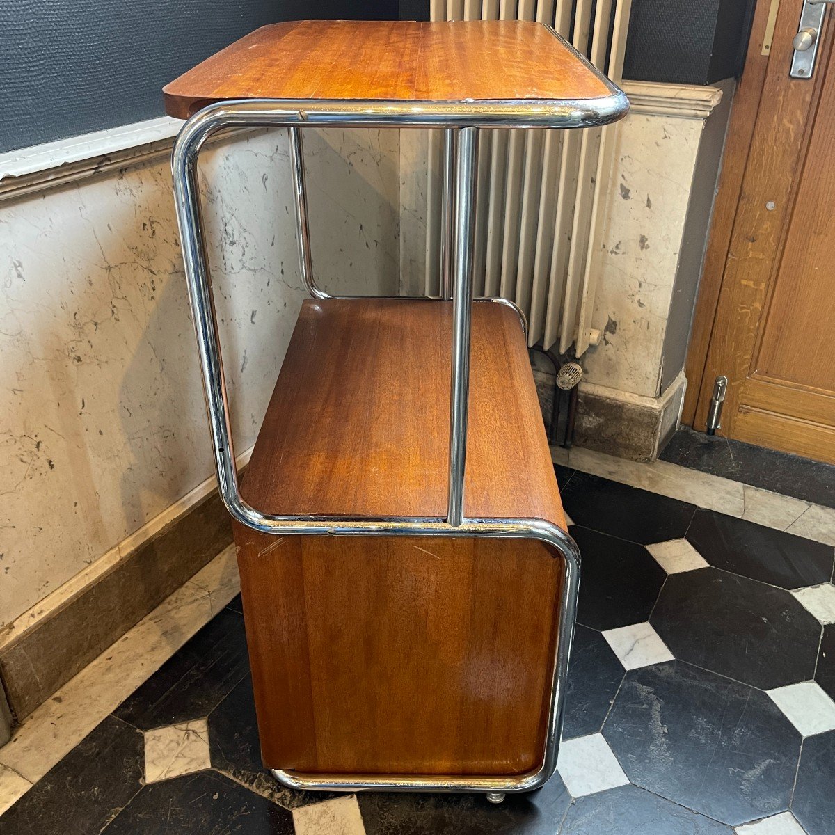 Modernist Art Deco Bauhaus Occasional Furniture Tubular Chrome Steel & Wood, Ca 1920/30		-photo-3