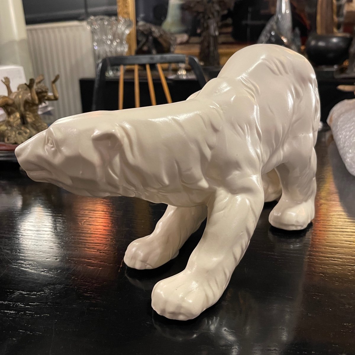 Polar Bear, Art Deco Ceramic Sculpture, Circa 1930-photo-3