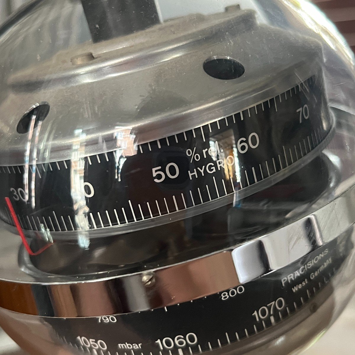 Huger Sputnik Weather Instrument, Thermometer Hygrometer Barometer, Space Age, Ca 1960-photo-3