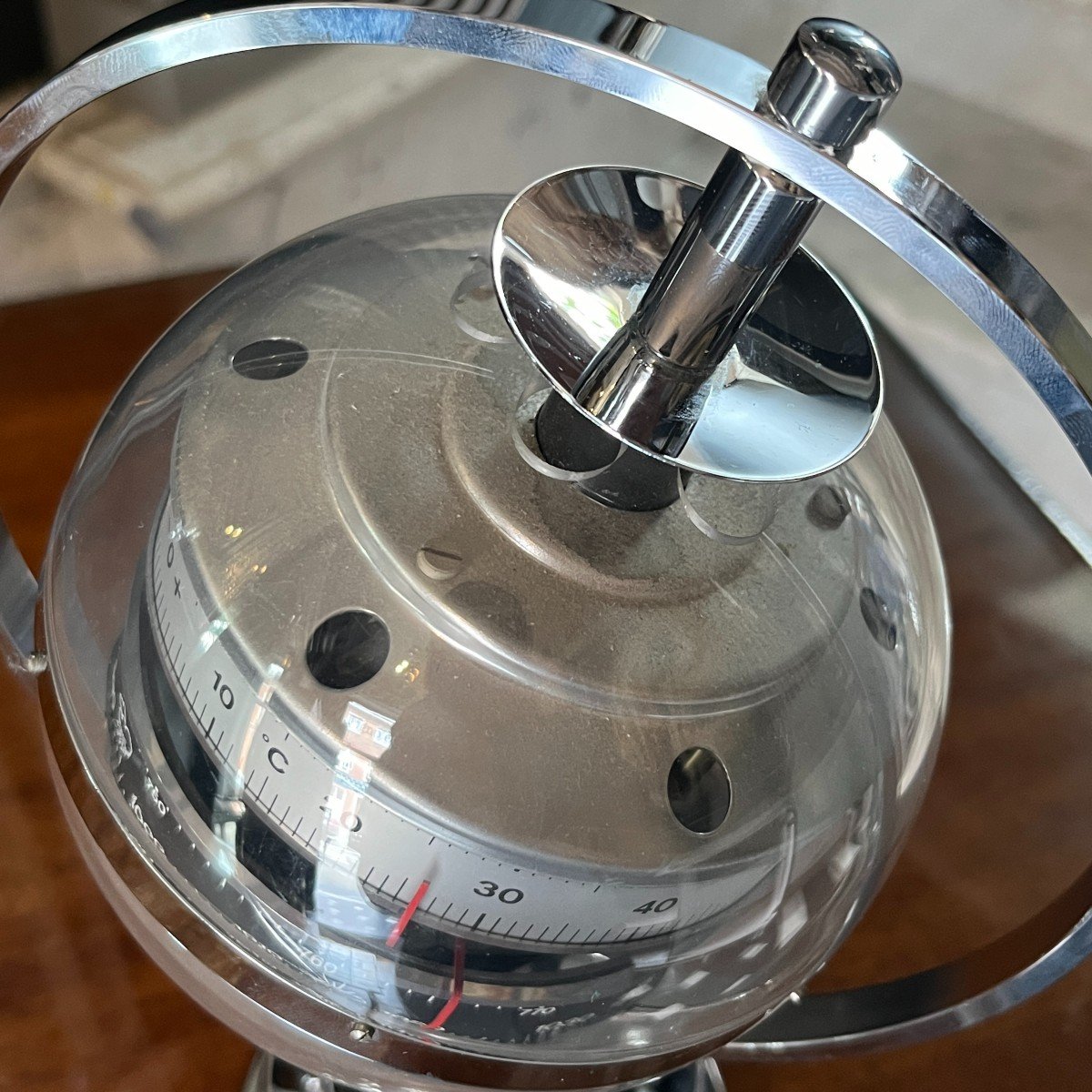 Huger Sputnik Weather Instrument, Thermometer Hygrometer Barometer, Space Age, Ca 1960-photo-6