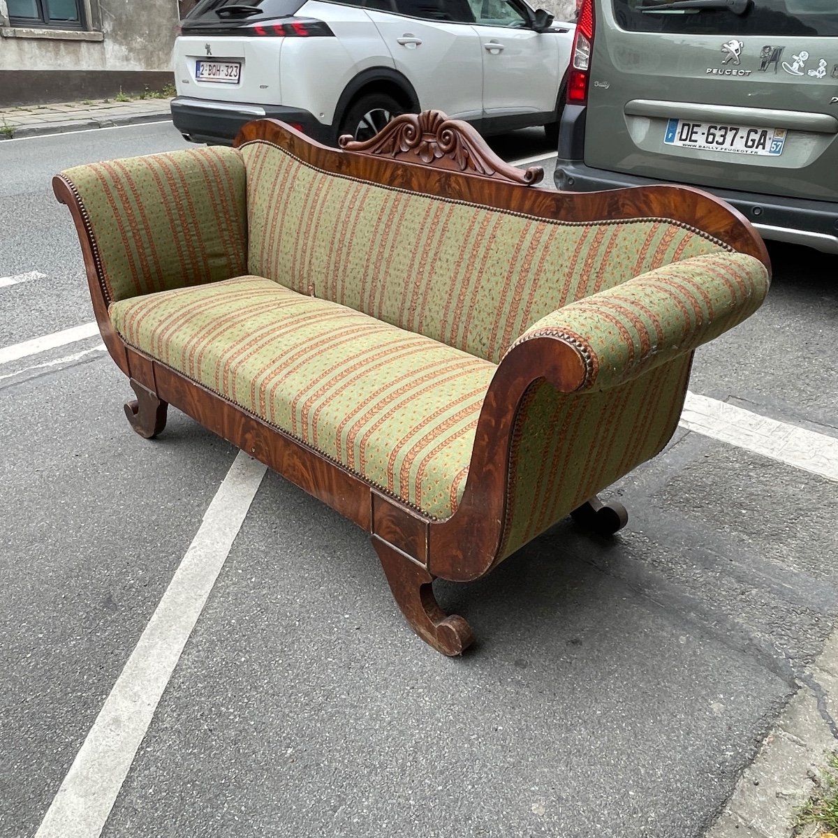 Antique Charles X Style 'gondola' Sofa To Be Restored, 19th Century-photo-2