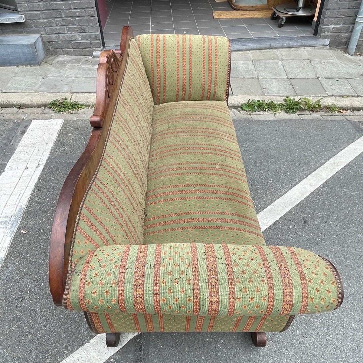 Antique Charles X Style 'gondola' Sofa To Be Restored, 19th Century-photo-2