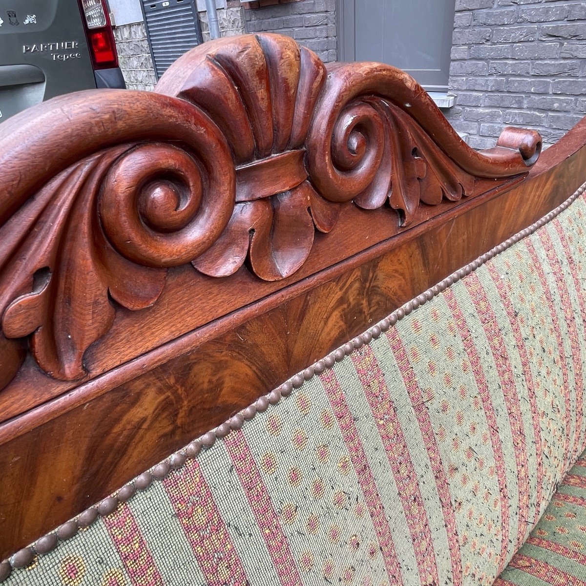 Antique Charles X Style 'gondola' Sofa To Be Restored, 19th Century-photo-3