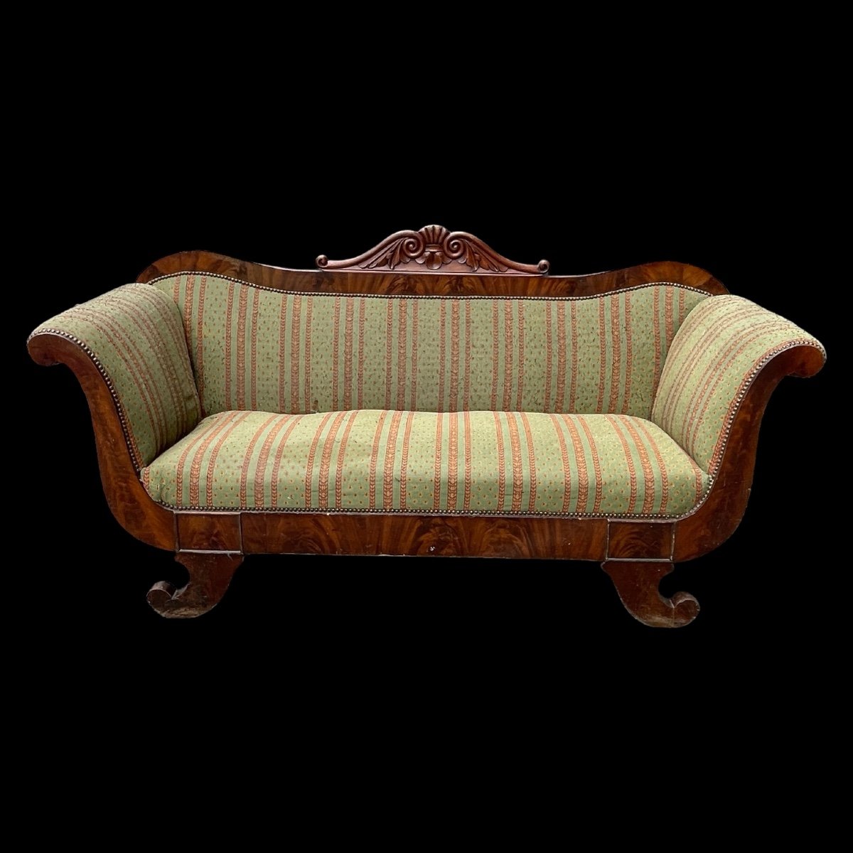 Antique Charles X Style 'gondola' Sofa To Be Restored, 19th Century