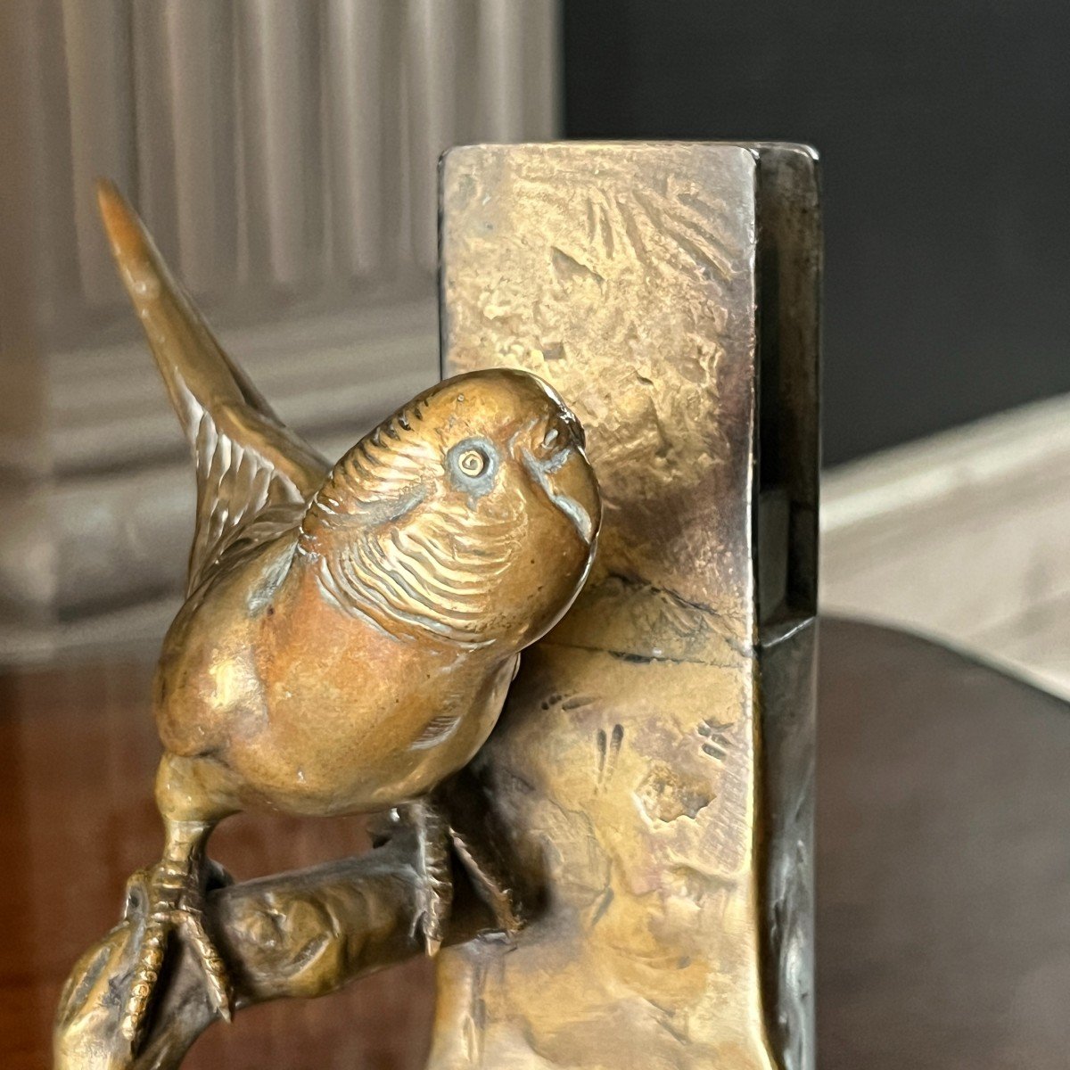 Tusca 'parakeet' Animal Sculpture Bird Bronze Art Nouveau, Austria Ca 1910-photo-3