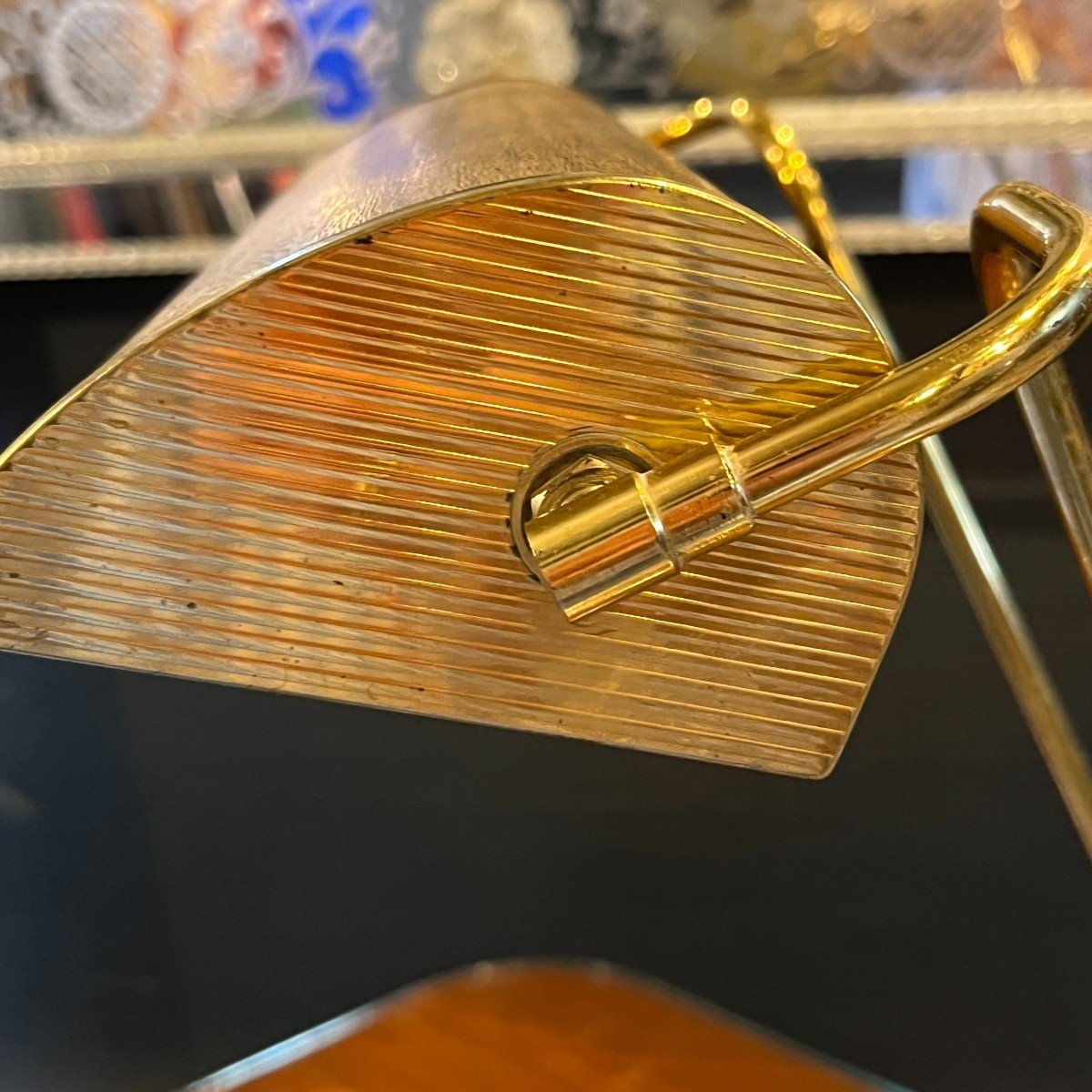 Eileen Gray Jumo Table Or Desk Lamp (gold & Brown), Modernist Design, Ca 1945-photo-3