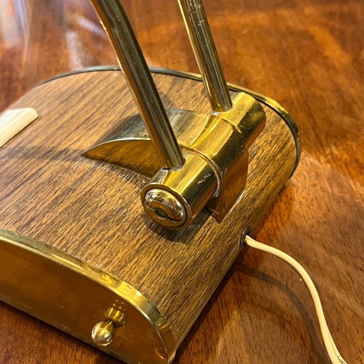 Eileen Gray Jumo Table Or Desk Lamp (gold & Brown), Modernist Design, Ca 1945-photo-5