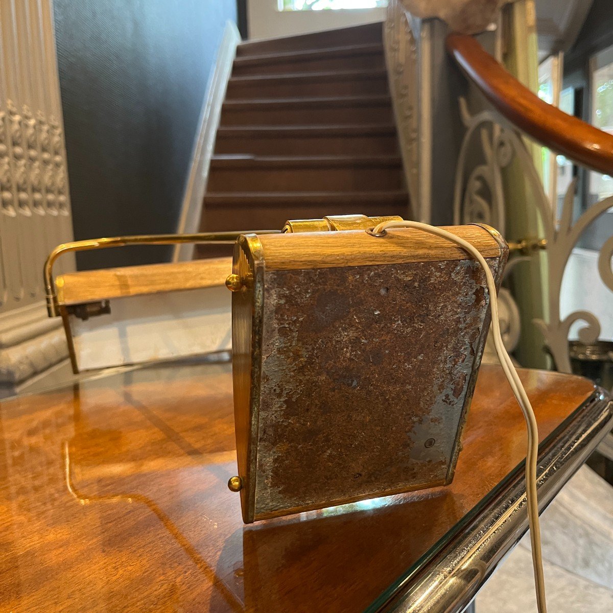 Eileen Gray Jumo Table Or Desk Lamp (gold & Brown), Modernist Design, Ca 1945-photo-7