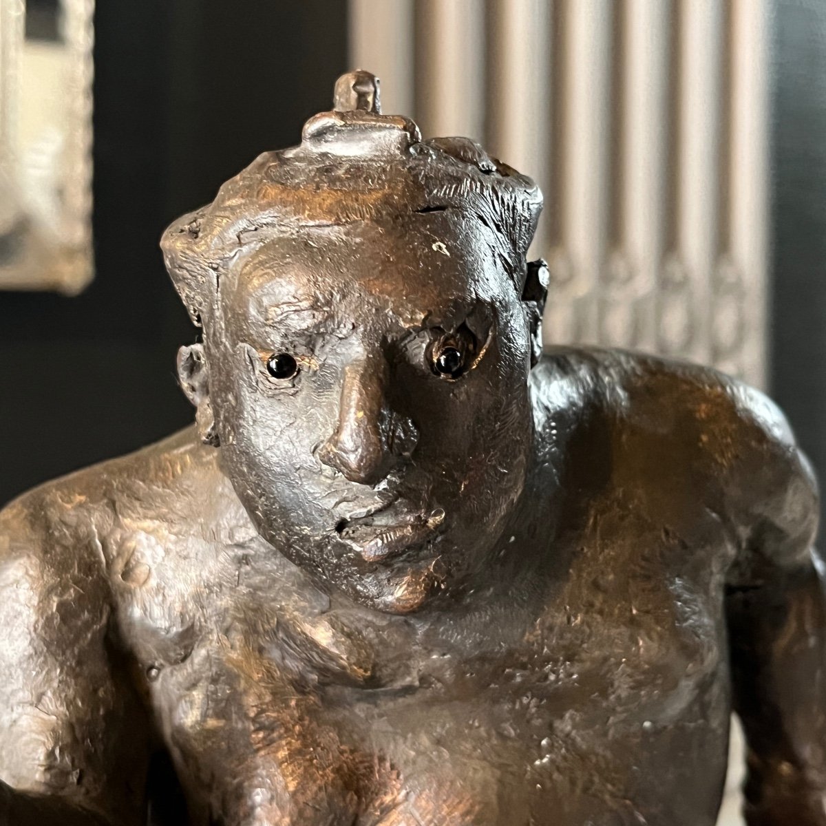 Christian Leroy " Sumo " Sculpture Expressionniste d'Un Homme En Bronze, Cire Perdue, Ca 1970-photo-4