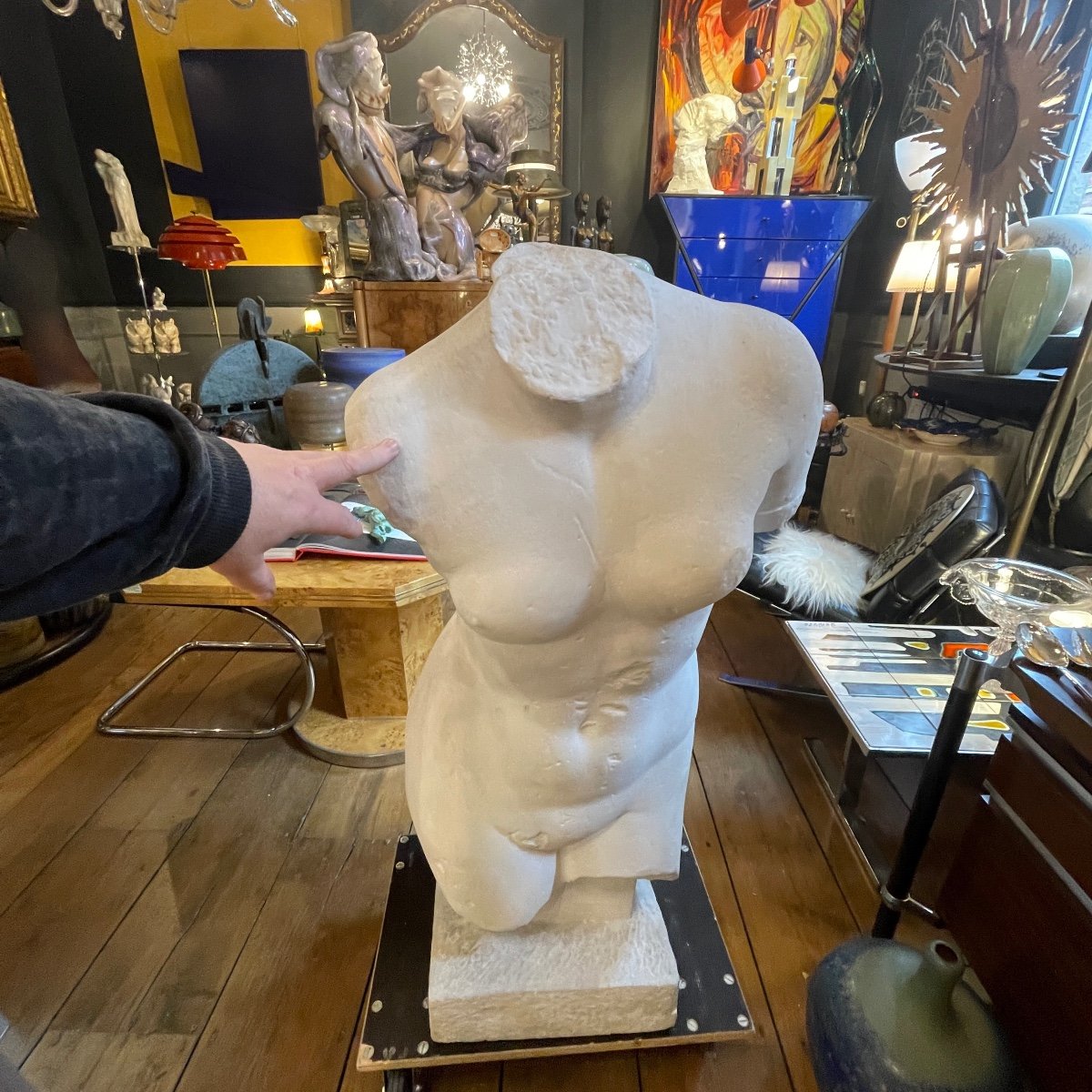 Lola Di Vito *large Studio Plaster* 109cm Sculpture Bust Torso Of Nude Woman, Unique Piece-photo-2