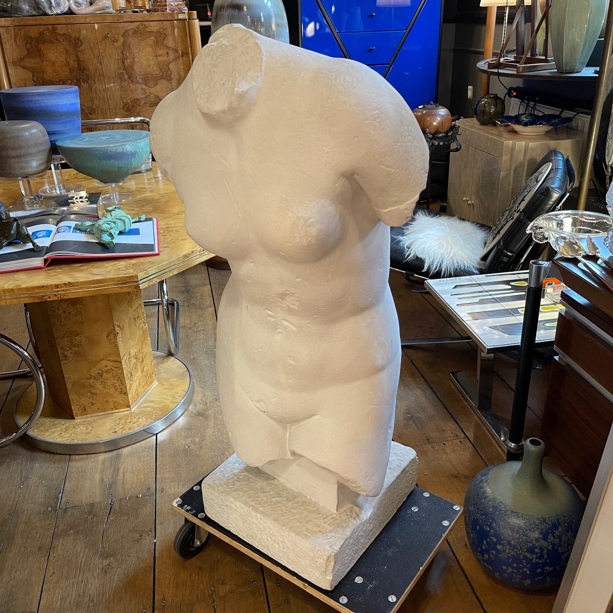 Lola Di Vito *large Studio Plaster* 109cm Sculpture Bust Torso Of Nude Woman, Unique Piece-photo-3